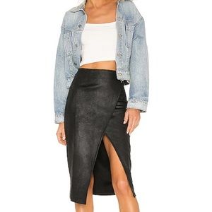 Free People Whitney Vegan Leather Skirt Black Midi
